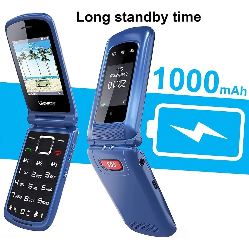 Uleway Unlocked 3G Seniors Flip Cell Dual SIM Card Big Button Easy-to-Use